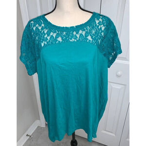 DKNY Jeans Plus Size Lace Short Sleeve Top NWT- 2XL